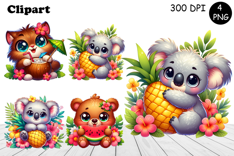 Cute animals Watercolor Sublimation clipart PNG