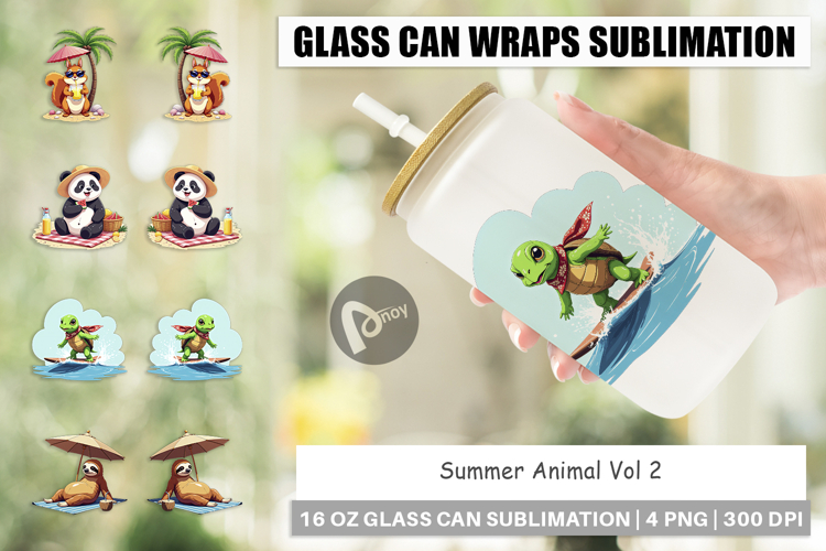 Glass Can Summer Animals