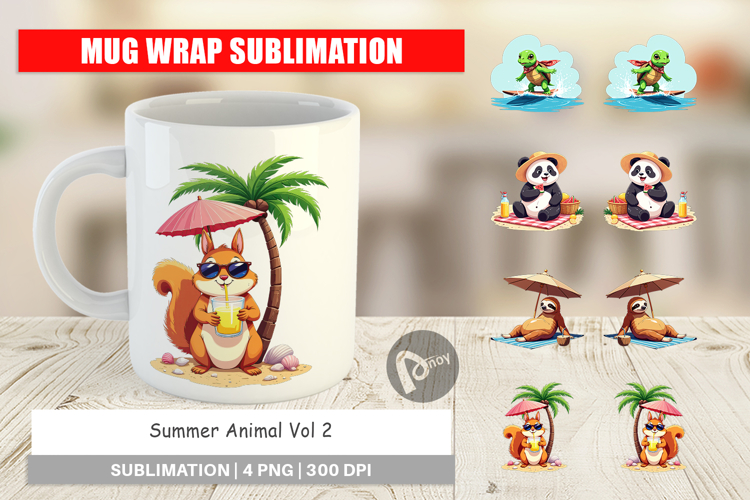 Mug Wrap Summer Animals
