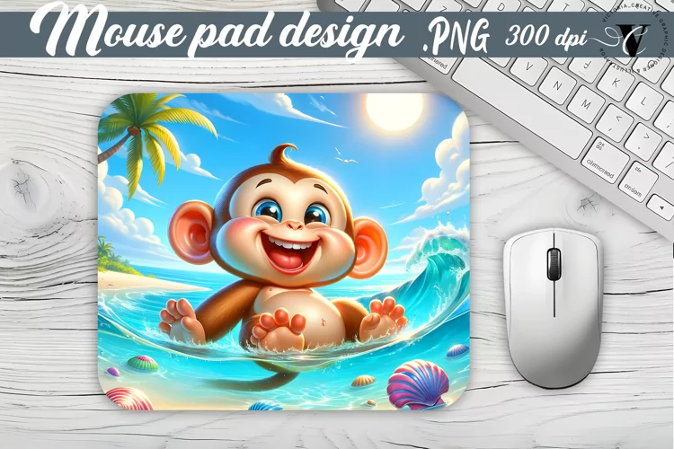 Mouse Pad | Beach mouse pud | Summer animals