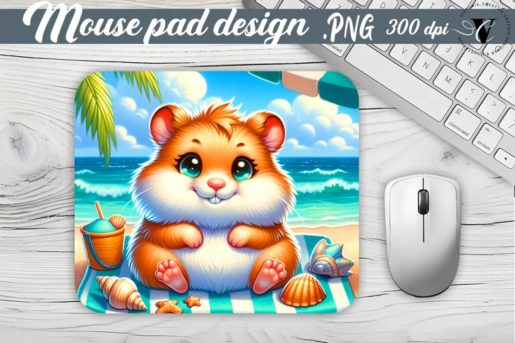 Mouse Pad | Beach mouse pud | Summer animals