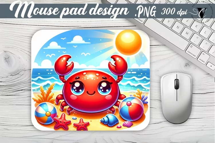 Mouse Pad | Beach mouse pud | Summer animals