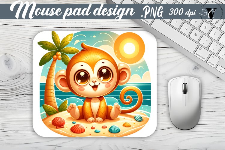 Mouse Pad | Beach mouse pud | Summer animals example image 1