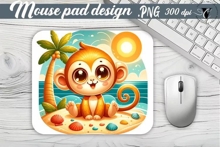 Mouse Pad | Beach mouse pud | Summer animals