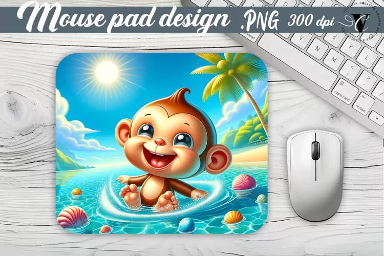 Mouse Pad | Beach mouse pud | Summer animals