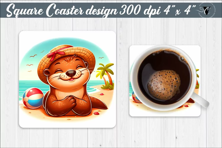 Square Coaster | Summer animals | Beach coaster