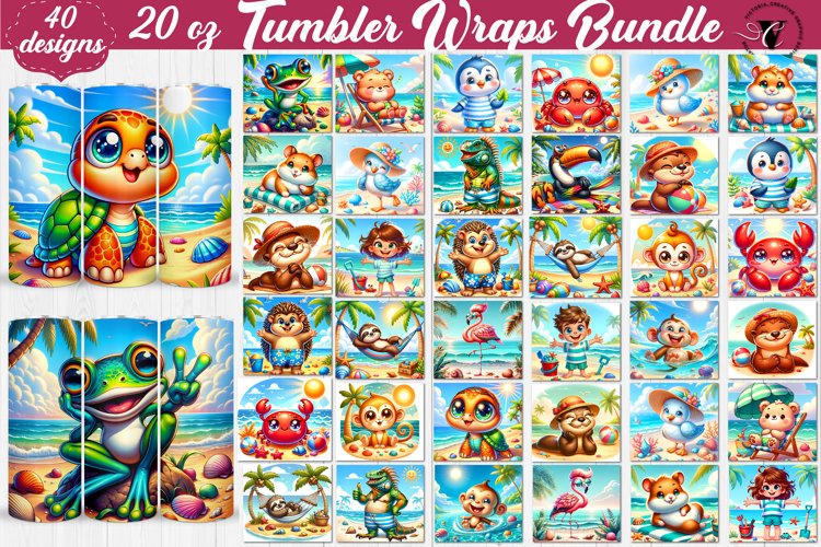 Beach tumbler bundle | Summer Animals example image 1