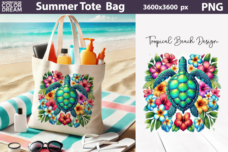 Colorful Floral Sea Turtle Sublimation | Tropical Beach