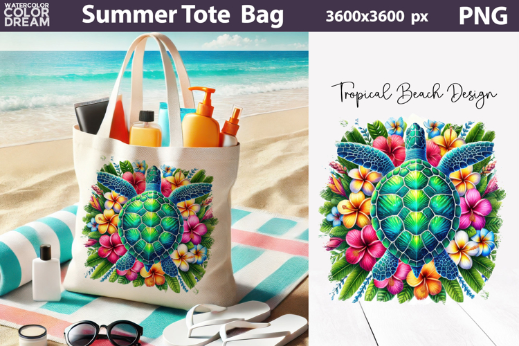 Tropical Floral Sea Turtle Sublimation | Island Beach Summer