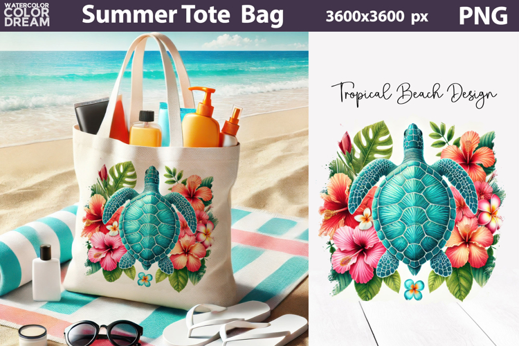 Tropical Hibiscus Sea Turtle Sublimation | Beach Summer
