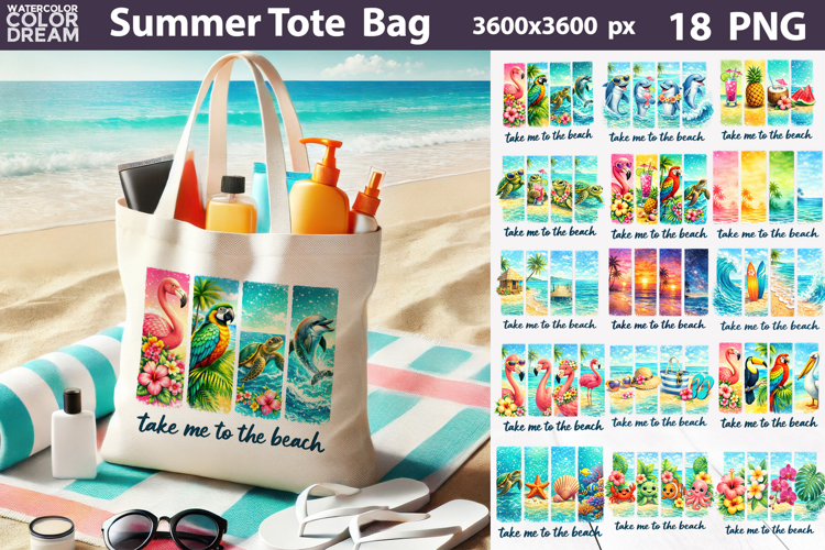 Summer Brush Stroke Sublimation | Tropical Beach Tote Bag
