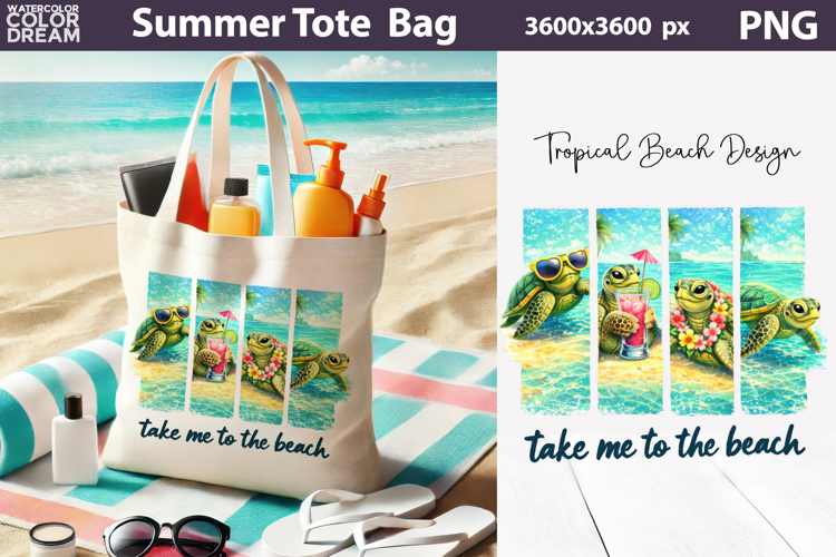 Summer Brush Stroke Sublimation | Tropical Beach Tote Bag