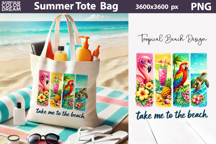 Summer Brush Stroke Sublimation | Tropical Beach Tote Bag