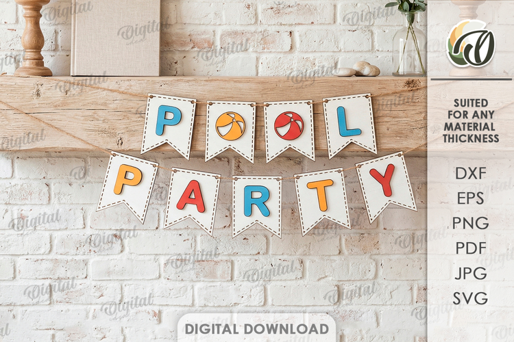 3D Summer Banner Laser Cut. Summer Garland SVG