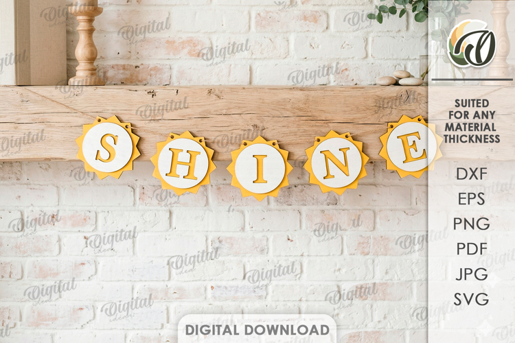 3D Summer Banner Laser Cut. Summer Garland SVG