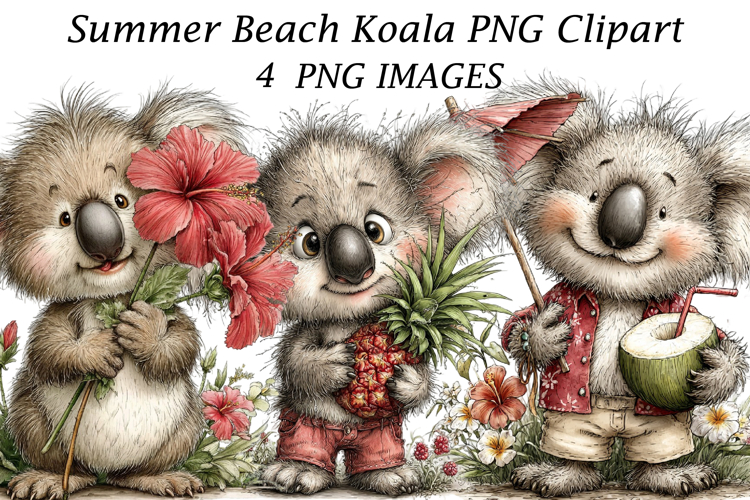 Summer Beach Koala PNG Clipart example image 1