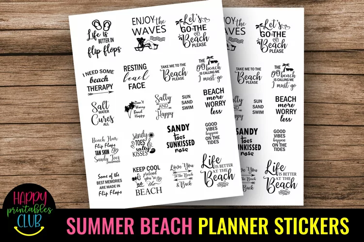 Summer Beach Quotes Planner Stickers I Beach Stickers