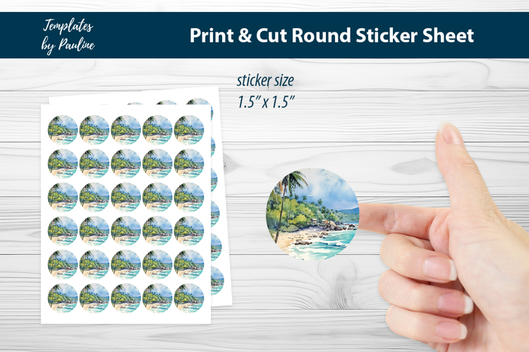 Summer Beach Print and Cut Sticker Sheet, Digital Sticker