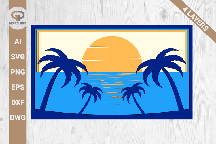 Summer Beach Sunset SVG Palm Trees SVG