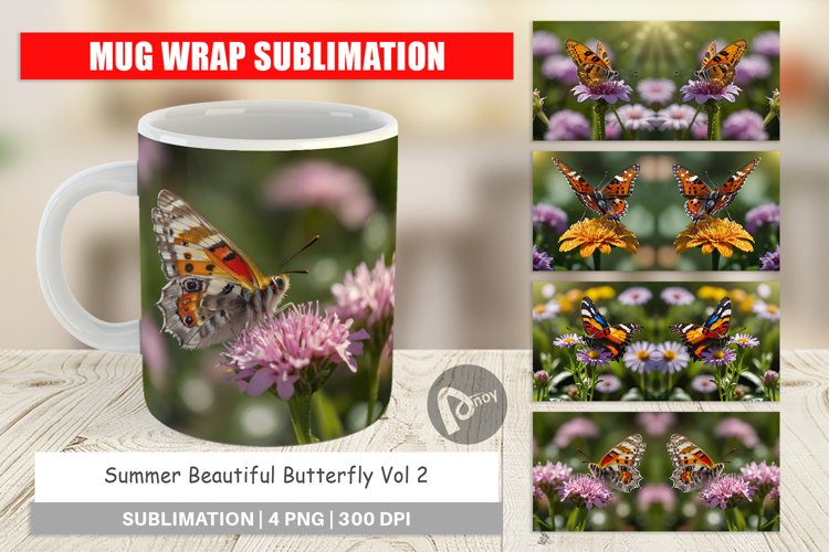 Mug Wrap Design Summer Beautiful Butterfly