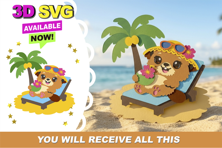 Summer Beaver 3D SVG