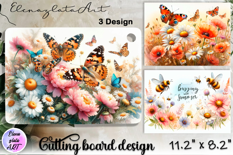 Watercolor summers flowers Cutting Board