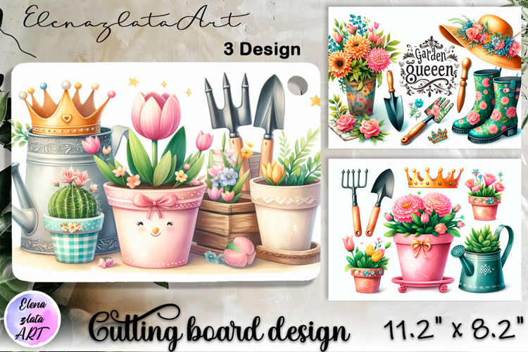 Cute summer garden cutting board sublimation, Funny summer