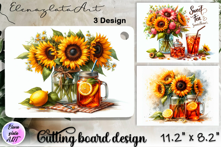 Watercolor summers flowers Cutting Board