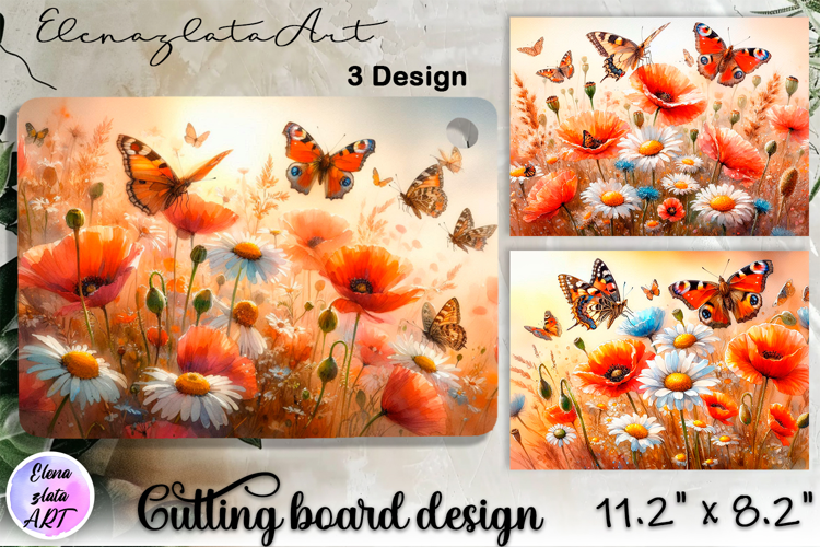Watercolor summers flowers Cutting Board