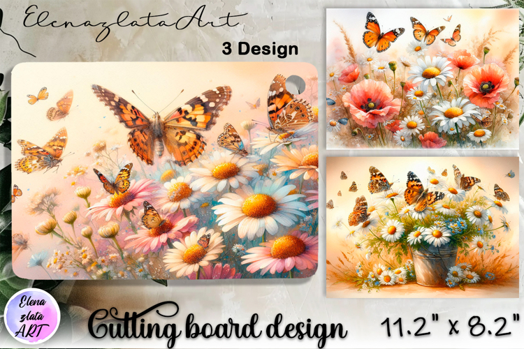 Watercolor summers flowers Cutting Board