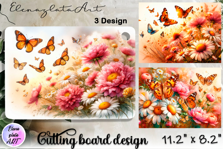 Watercolor summers flowers Cutting Board