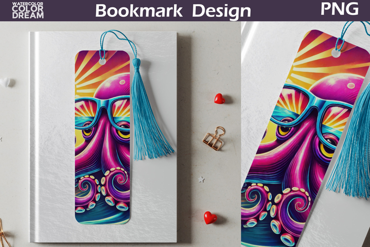 Cool Octopus Bookmark Design | Colorful Ocean Reading Art