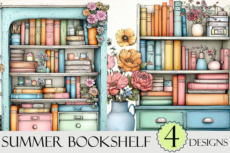 Summer Bookshelf Clipart