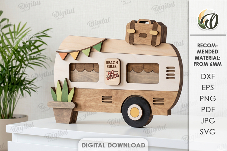 3D Summer Car Laser Cut. Summer Stand Decor SVG