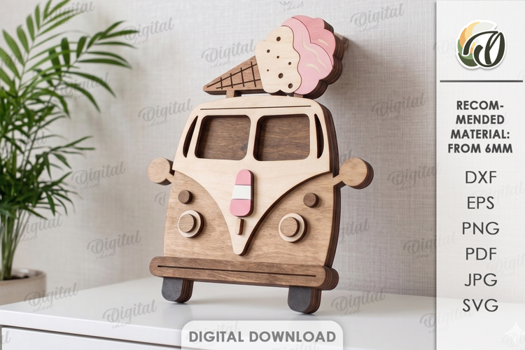 3D Summer Car Laser Cut. Summer Stand Decor SVG