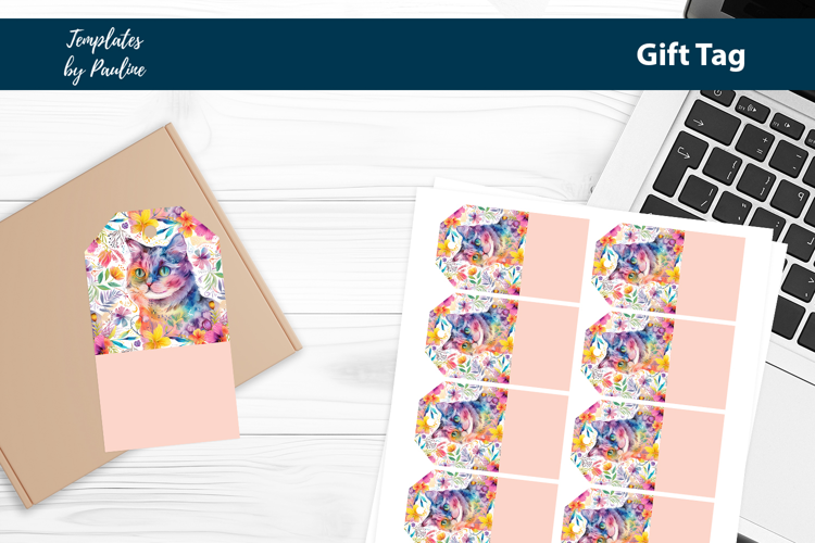 Summer Cat Gift Tag Sheet, Printable Easter Product Label
