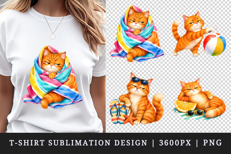 Summer Cat t-shirt printable sublimation design png