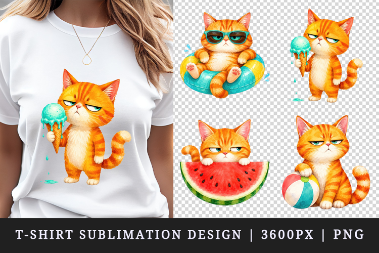 Summer Cat t-shirt printable sublimation design png