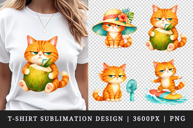 Summer Cat t-shirt printable sublimation design png