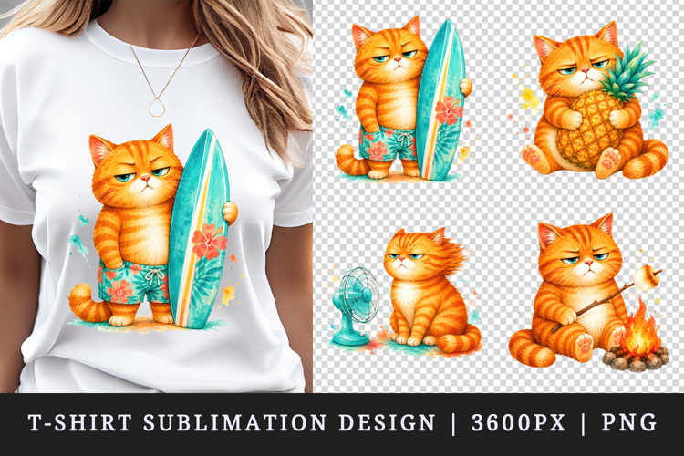 Summer Cat t-shirt printable sublimation design png