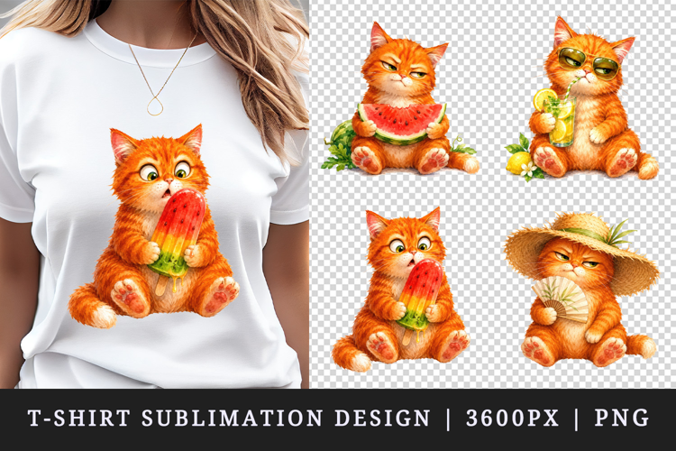 Summer Cat t-shirt printable sublimation design png