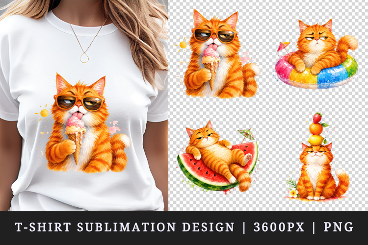 Summer Cat t-shirt printable sublimation design png