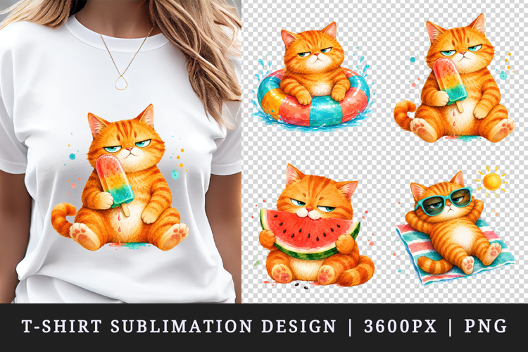Summer Cat t-shirt printable sublimation design png