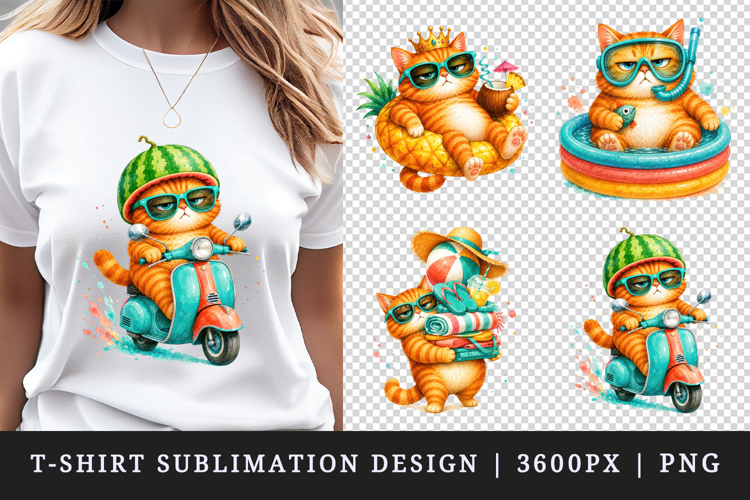 Summer Cat t-shirt printable sublimation design png