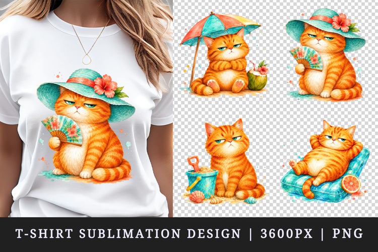 Summer Cat t-shirt printable sublimation design png