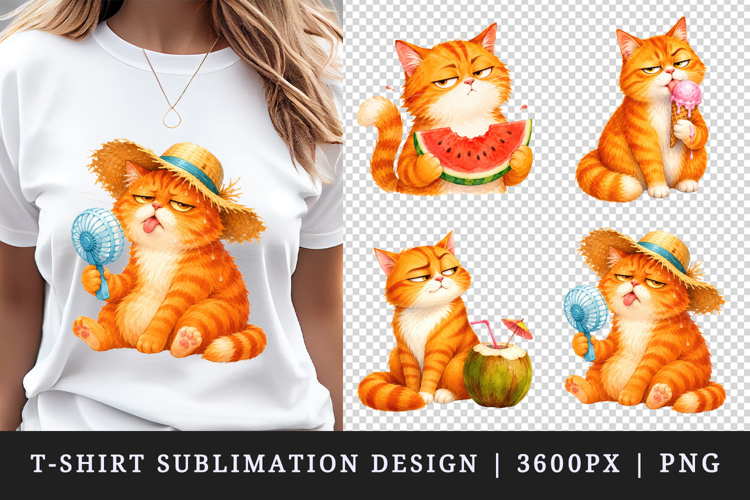 Summer Cat t-shirt printable sublimation design png