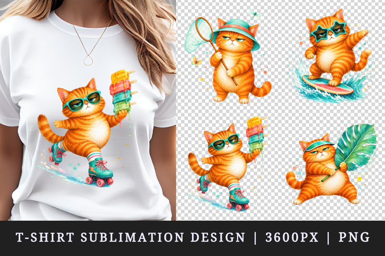Summer Cat t-shirt printable sublimation design png