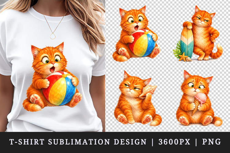 Summer Cat t-shirt printable sublimation design png