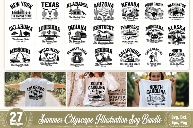 Summer Cityscape Illustration Svg Bundle