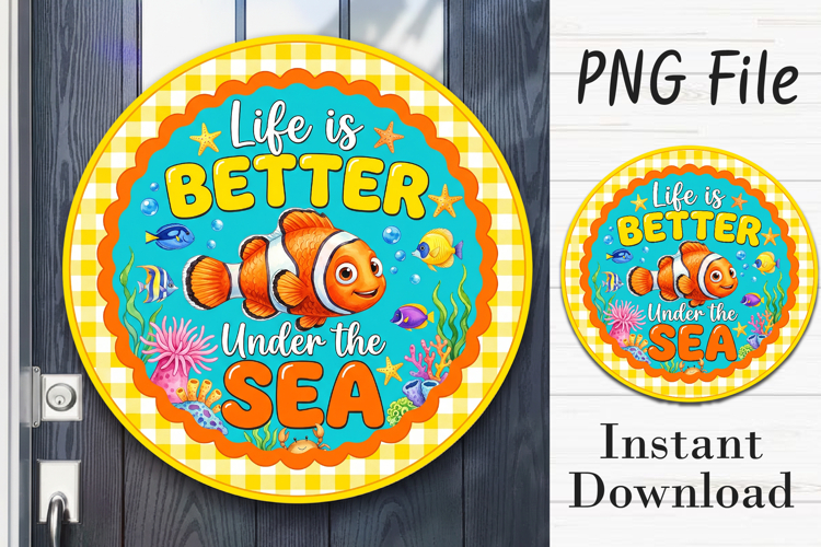 Summer Clownfish Ocean Door Hanger PNG